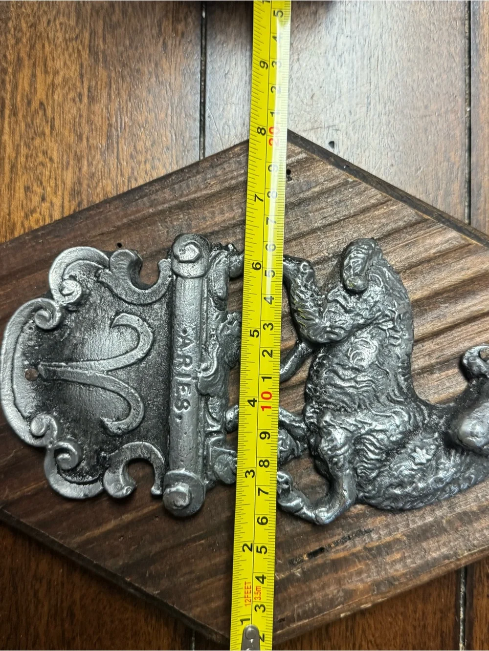 vintage pewter Aries zodiac symbol plaque